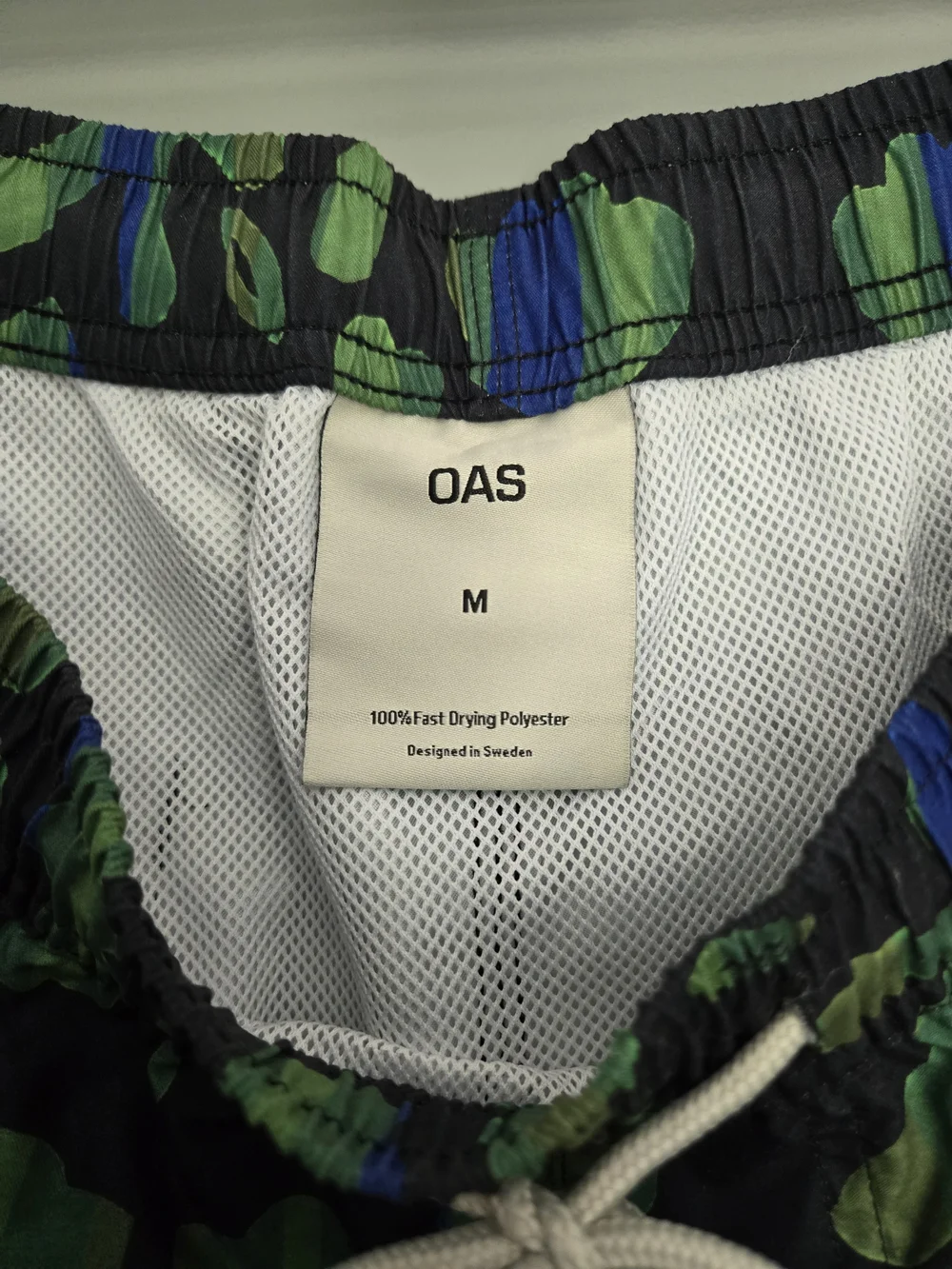 Men's OAS Feral Galbanum Swim Shorts with Green & Blue Print
